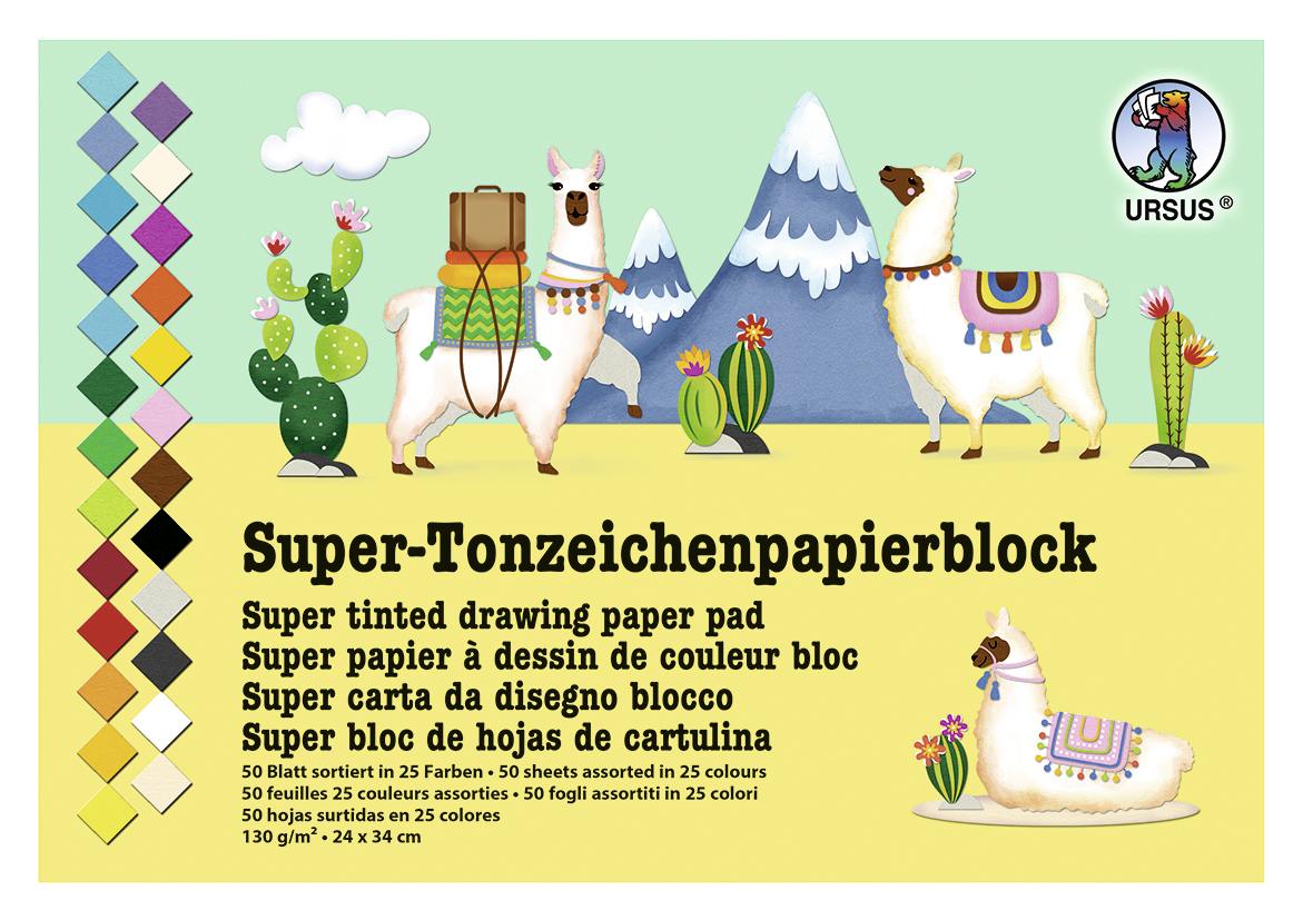 URSUS Basispapiere Super-Tonzeichenpapierblock 130 g/m² Format 24 x 34 cm 50 Blatt sortiert