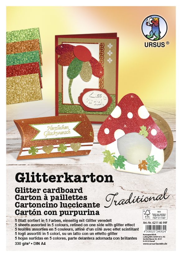 URSUS Spezialpapiere Glitterkarton Tradtional DIN A4