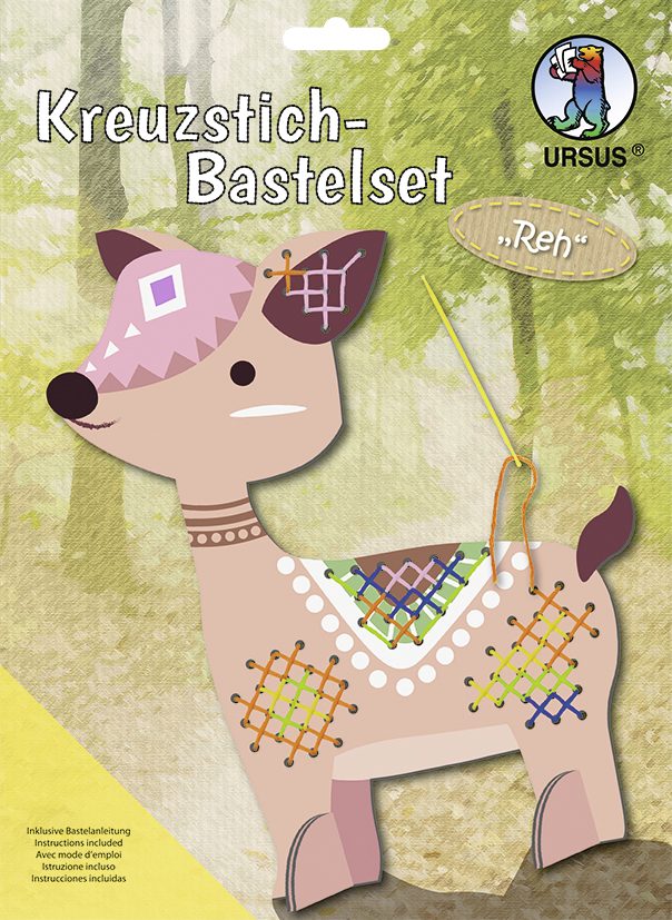 URSUS Sticken Kreuzstich-Bastelset Reh