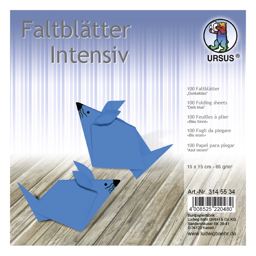 URSUS Falten Faltblätter Uni intensiv Plakatkarton 65 g/m² 15 x 15 cm dunkelblau