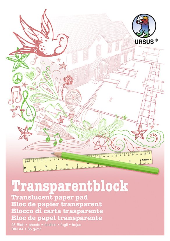URSUS Zeichen und Künstlerbedarf Transparentblock Format DIN A4 25 Blatt weißes Transparentpapier 85 g/m²