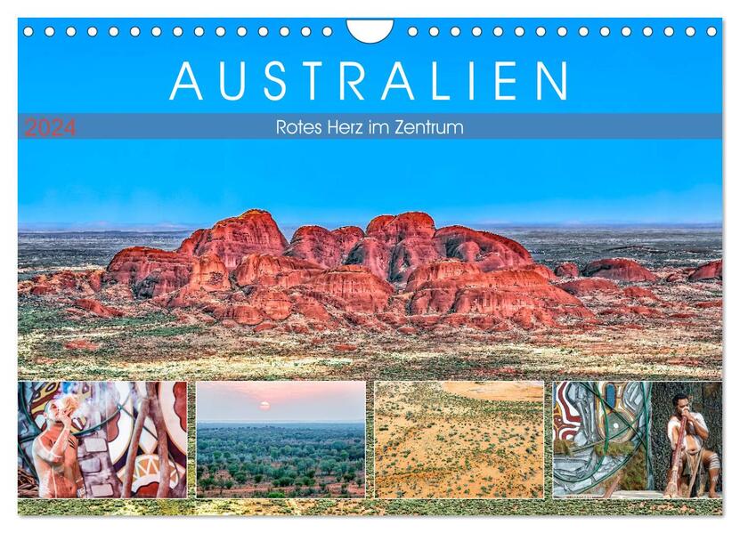 Australien - Rotes Herz im Zentrum (Wandkalender 2024 DIN A4 quer) CALVENDO Monatskalender