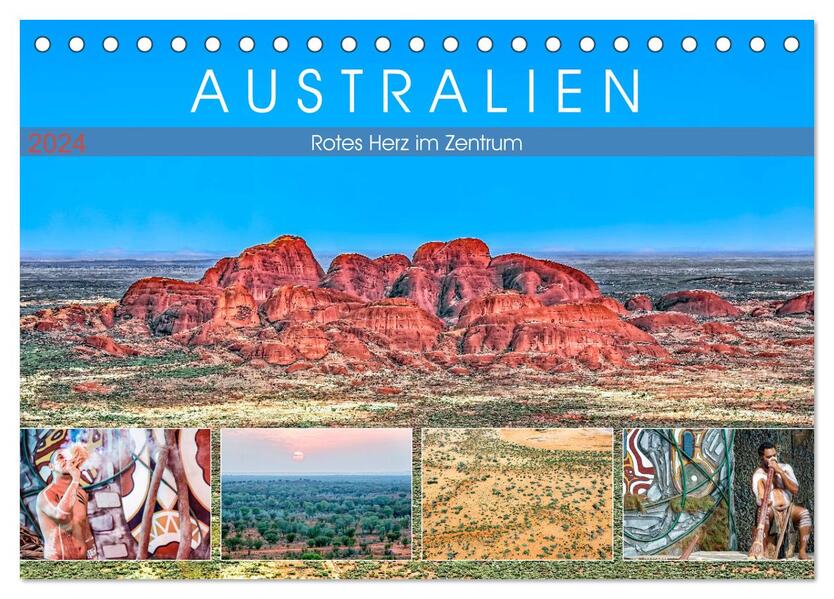 Australien - Rotes Herz im Zentrum (Tischkalender 2024 DIN A5 quer) CALVENDO Monatskalender
