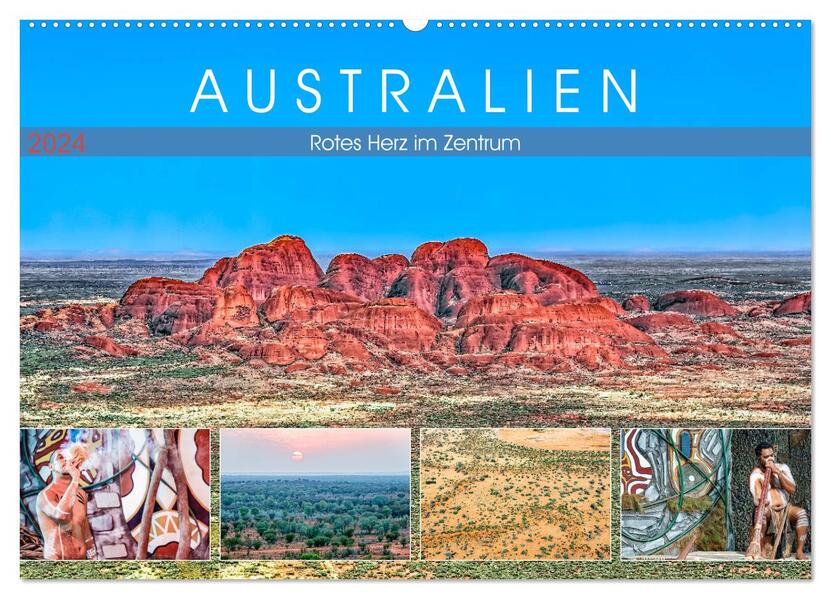 Australien - Rotes Herz im Zentrum (Wandkalender 2024 DIN A2 quer) CALVENDO Monatskalender