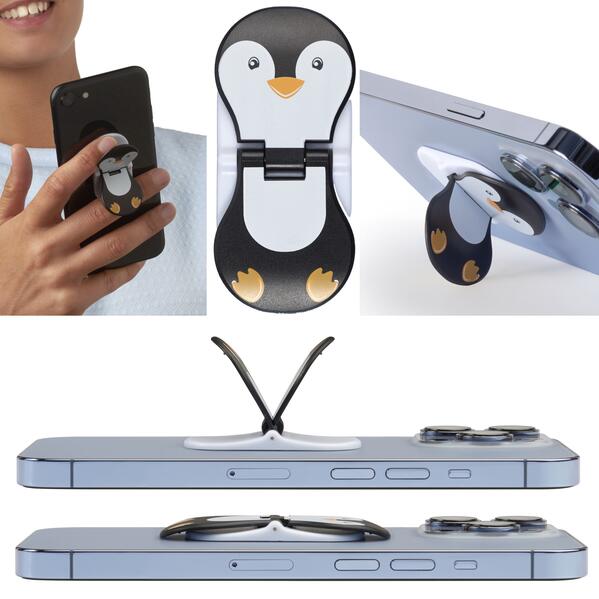 zipgrips Pinguin | 2 in 1 Handy-Griff & Aufsteller | Sicherer Griff | Halter für Smartphones | Perfekte Selfies | Ideal für Videos