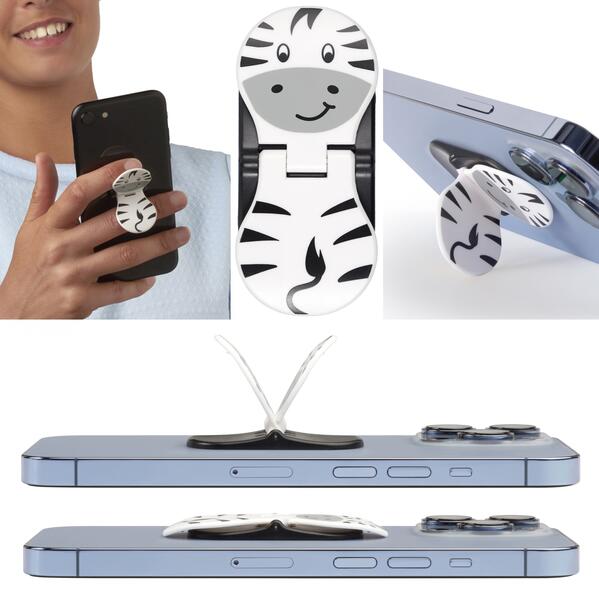 zipgrips Zebra | 2 in 1 Handy-Griff & Aufsteller | Sicherer Griff | Halter für Smartphones | Perfekte Selfies | Ideal für Videos