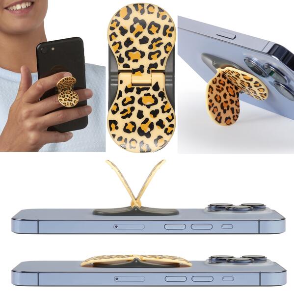 zipgrips Leopard | 2 in 1 Handy-Griff & Aufsteller | Sicherer Griff | Halter für Smartphones | Perfekte Selfies | Ideal für Videos