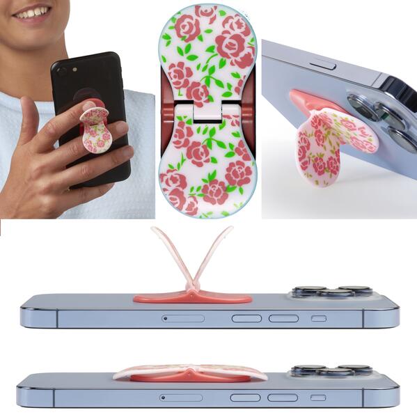zipgrips Pink Flowers | 2 in 1 Handy-Griff & Aufsteller | Sicherer Griff | Halter für Smartphones | Perfekte Selfies | Ideal für Videos