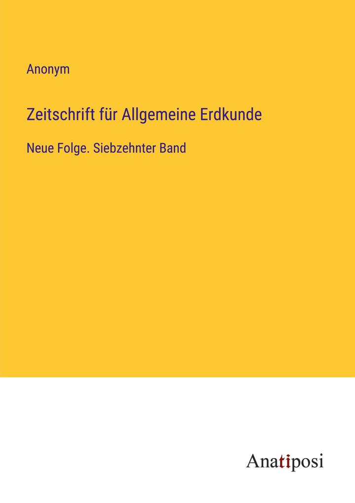 Zeitschrift für Allgemeine Erdkunde