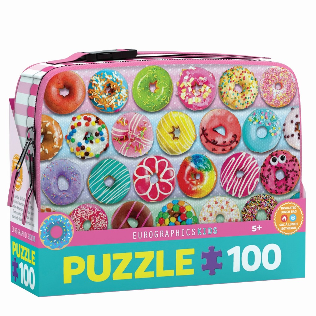 Eurographics 9100-5825 - Lunchbox Brotdose mit Puzzle 100-Teile Motiv: Donuts Kids Collection