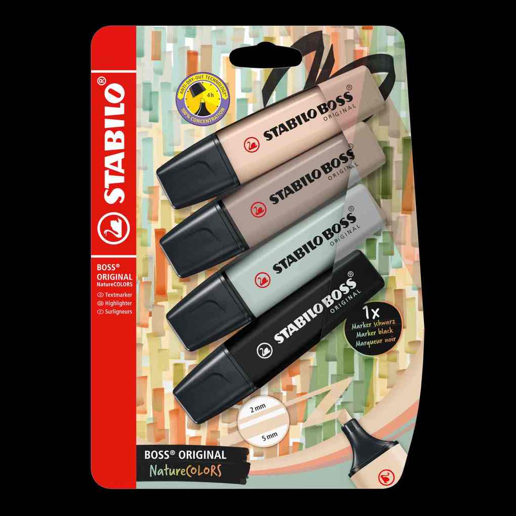 STABILO BOSS ORIGINAL NatureCOLORS 4er Set beige warmgrau grünerde schwarz