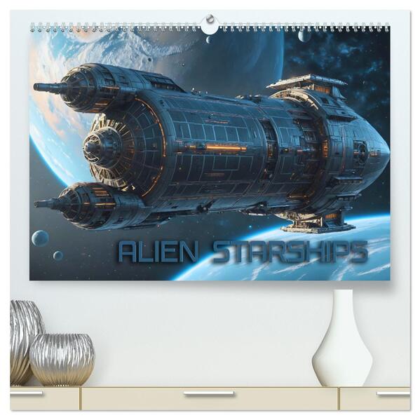 Alien Starships (hochwertiger Premium Wandkalender 2024 DIN A2 quer) Kunstdruck in Hochglanz