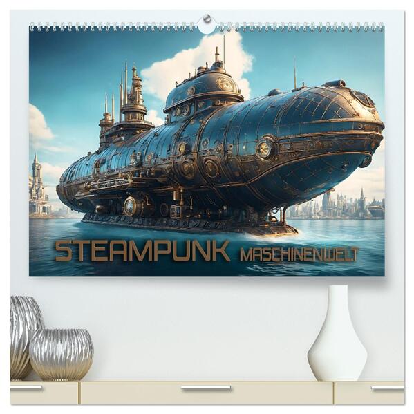 Steampunk Maschinenwelt (hochwertiger Premium Wandkalender 2024 DIN A2 quer) Kunstdruck in Hochglanz