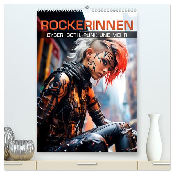 ROCKERINNEN Cyber Goth Punk und mehr (hochwertiger Premium Wandkalender 2024 DIN A2 hoch) Kunstdruck in Hochglanz