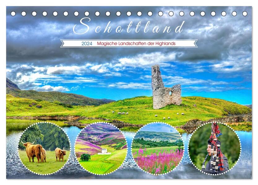 Schottland - Magische Landschaften der Highlands (Tischkalender 2024 DIN A5 quer) CALVENDO Monatskalender