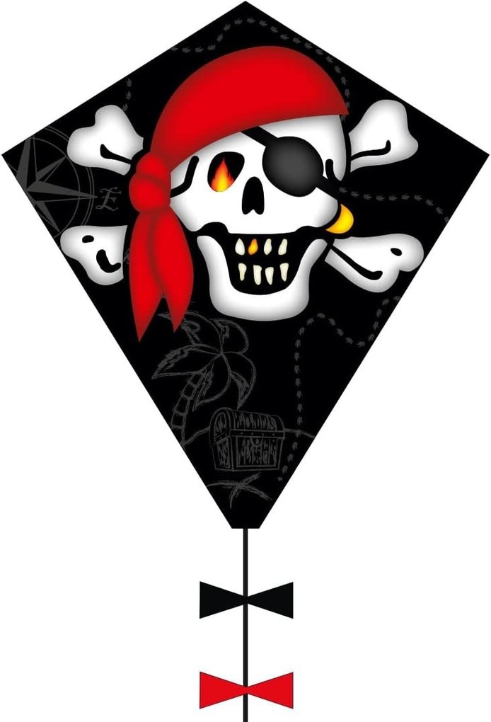 Invento 102108 - Eddy Jolly Roger Piraten Einleiner Drachen 50x54cm + 25m Drachenschwanz