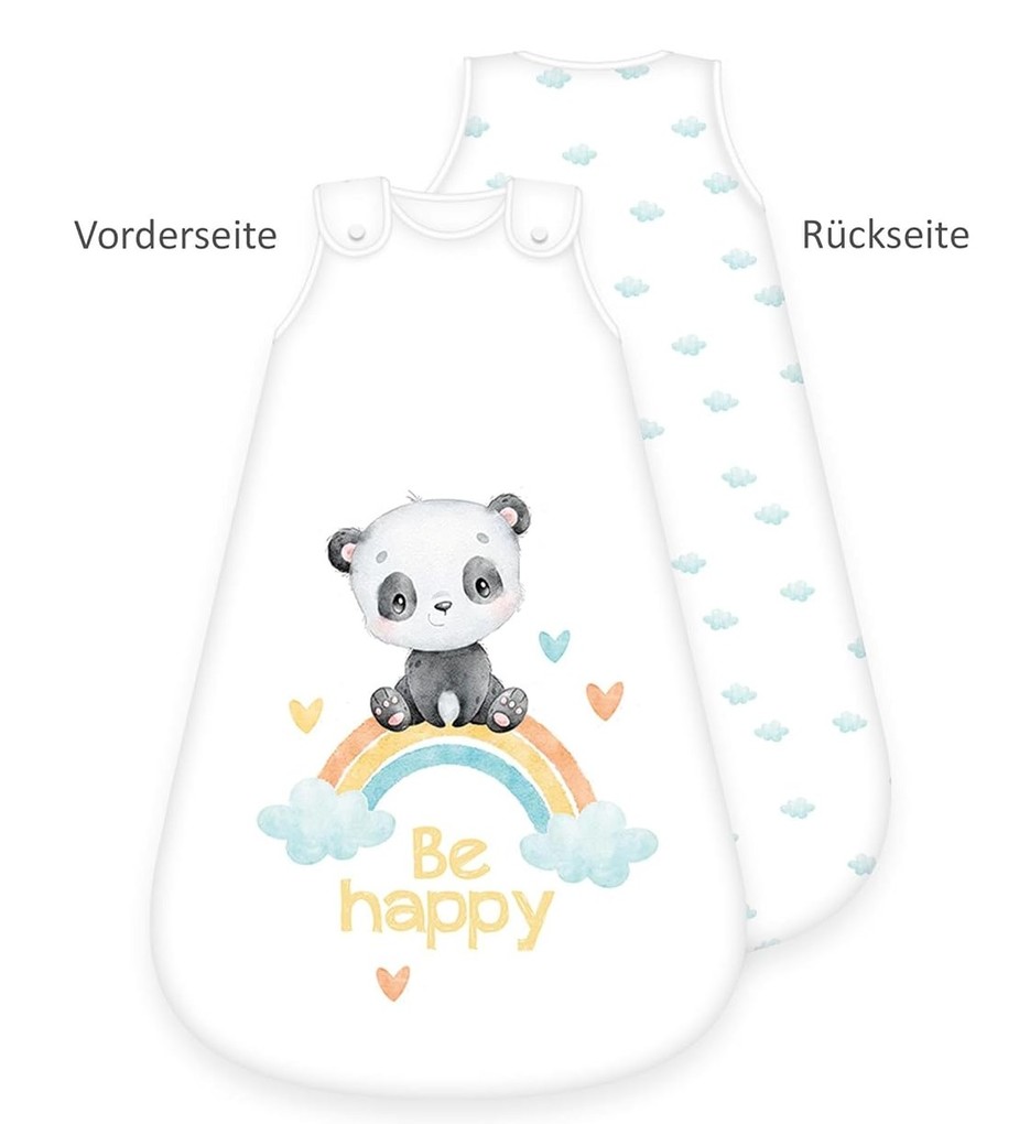 Herding 3385235231 - babybest® Babyschlafsack Regenbogen Panda Baumwolle 90x45cm