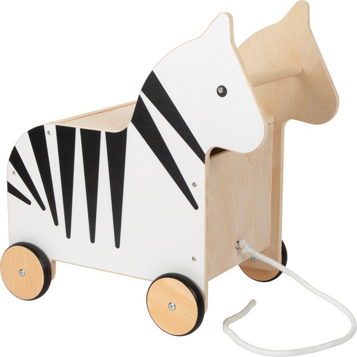 Small foot 12425 - Spielzeugkiste mit Rollen Zebra Wildlife Holz Griffhöhe: 42cm