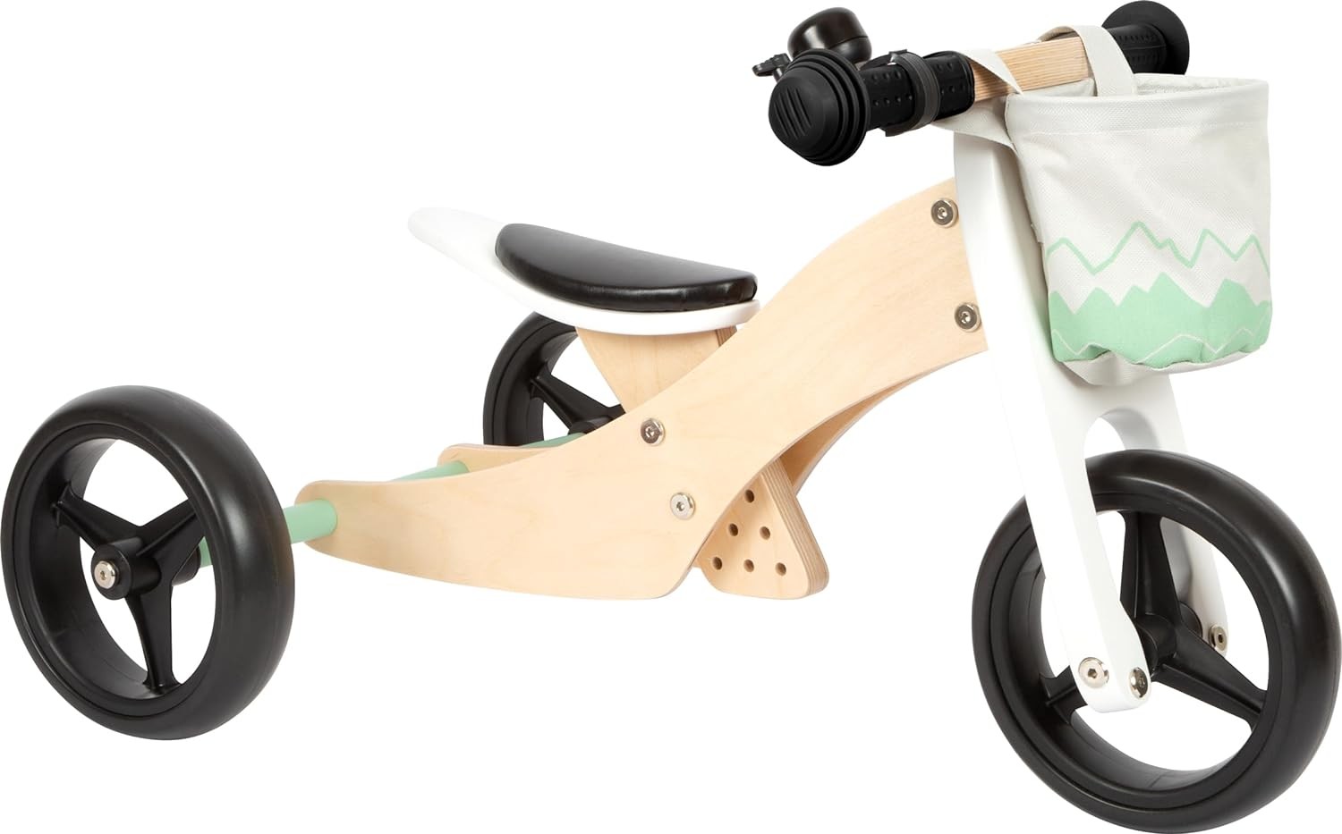 Small foot 12414 - Laufrad / Laufdreirad Salbeigrün zwei Varianten Holz mitwachsend Holz Belastbarkeit: 50 kg