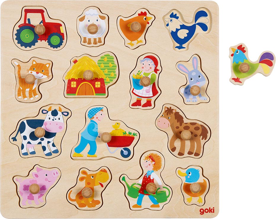 Goki 57379 - Hintergrundbildpuzzle Hahn Schwein ...