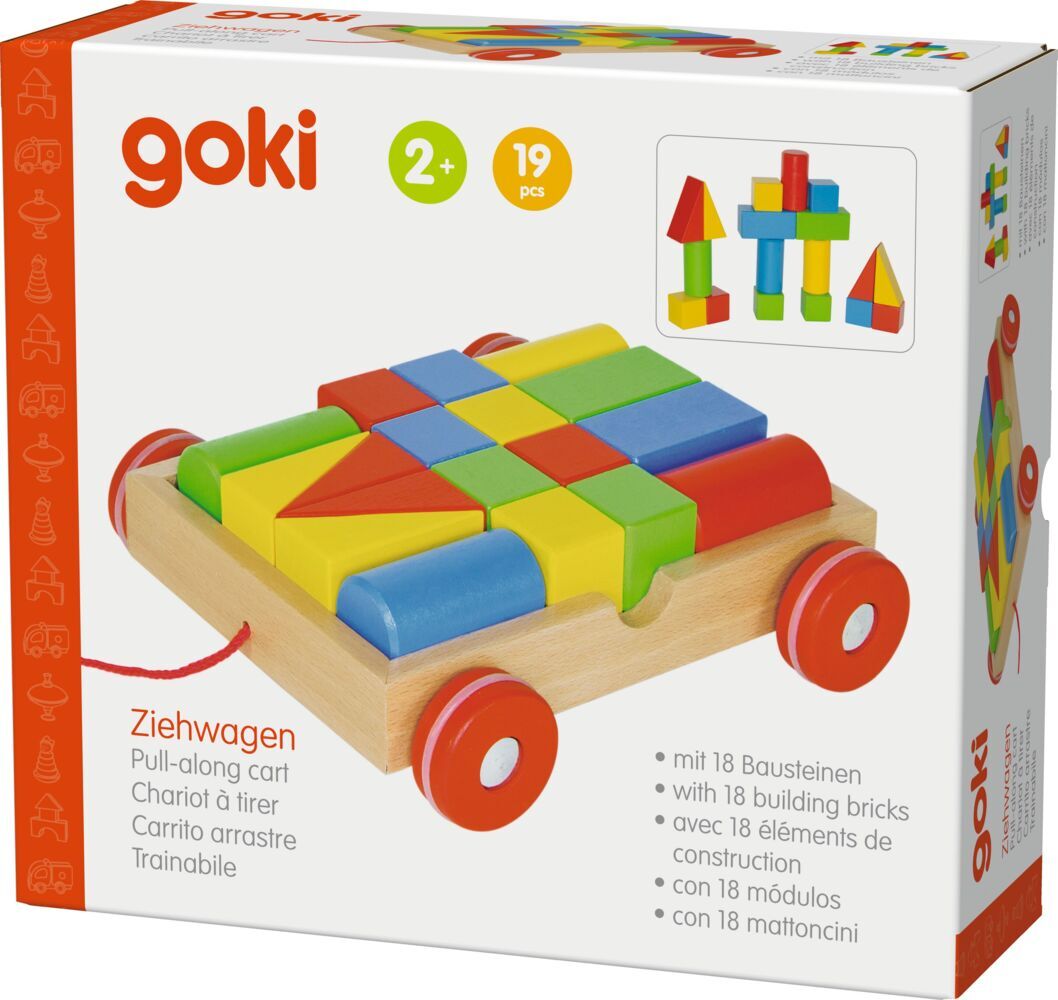 Ziehwagen mit 18 Bausteinen goki basic.