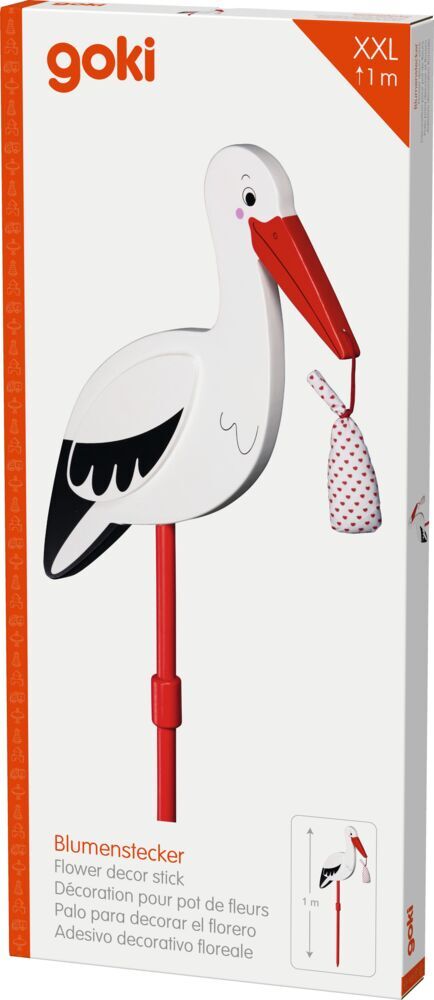 Goki 63890 - Blumenstecker Storch mit Babytuch XL