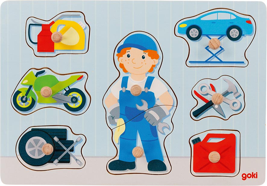 Goki 57407 - Steckpuzzle Automechaniker