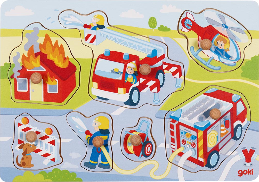 Goki 57375 - Steckpuzzle Feuerwehreinsatz