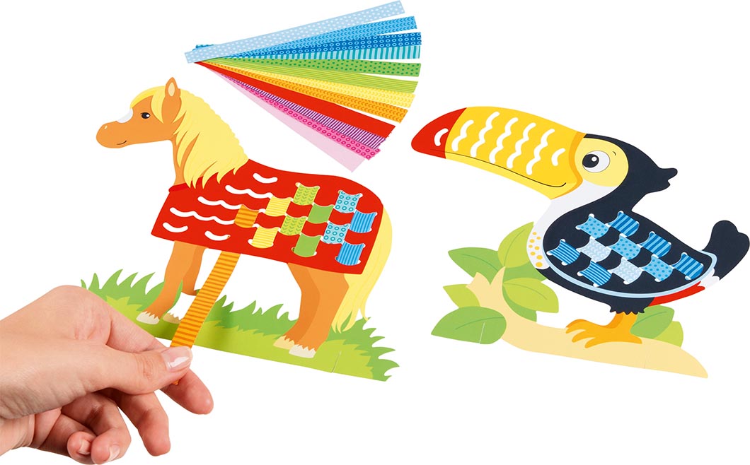 Goki 58467 - Bastelset Flecht- und Webbilder Tiere