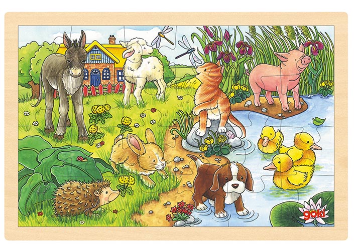 Goki 57890 - Einlegepuzzle Tierkinder II
