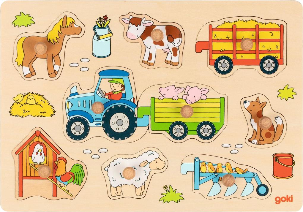 Steckpuzzle Traktor mit Anhängern