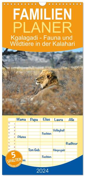 Familienplaner 2024 - Kgalagadi - Fauna und Wildtiere in der Kalahari mit 5 Spalten (Wandkalender 21 x 45 cm) CALVENDO