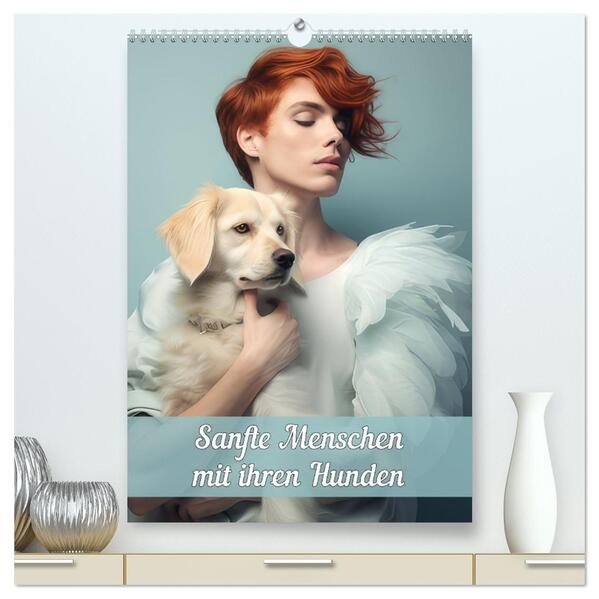 Sanfte Menschen mit ihren Hunden (hochwertiger Premium Wandkalender 2024 DIN A2 hoch) Kunstdruck in Hochglanz