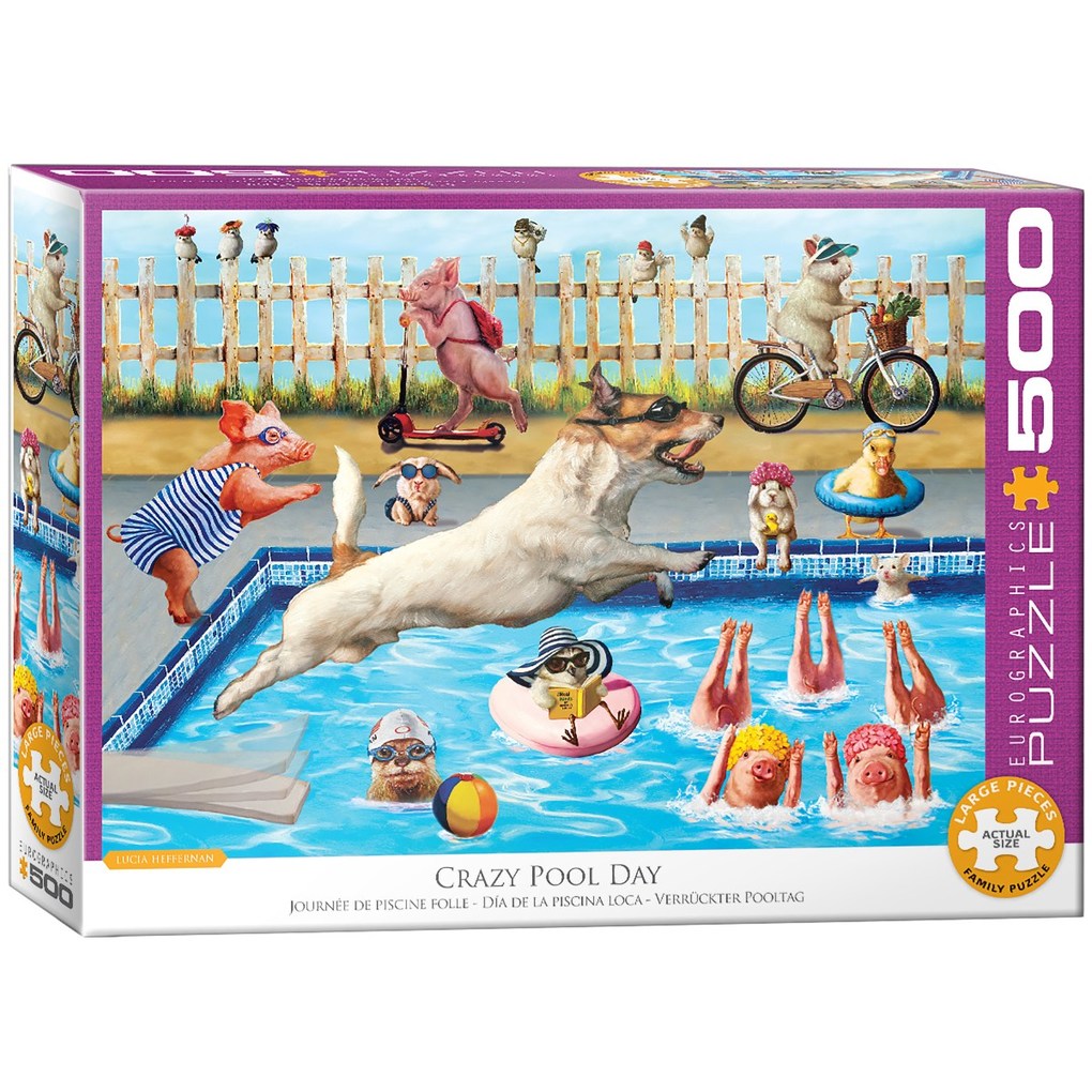 Eurographics 6500-5878 - Crazy Pool Day Verrückter Pooltag Family-Puzzle Large Pieces 500 Teile