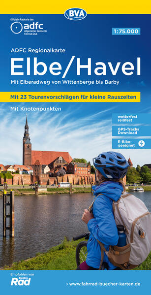 ADFC-Regionalkarte Elbe/Havel 1:75.000 mit Tagestourenvorschlägen mit Knotenpunkten reiß- und wetterfest E-Bike-geeignet GPS-Tracks Download