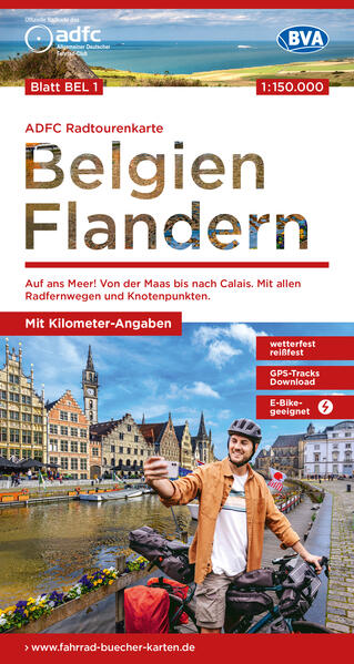 ADFC-Radtourenkarte BEL 1 Belgien Flandern 1:150.000 reiß- und wetterfest E-Bike geeignet GPS-Tracks Download