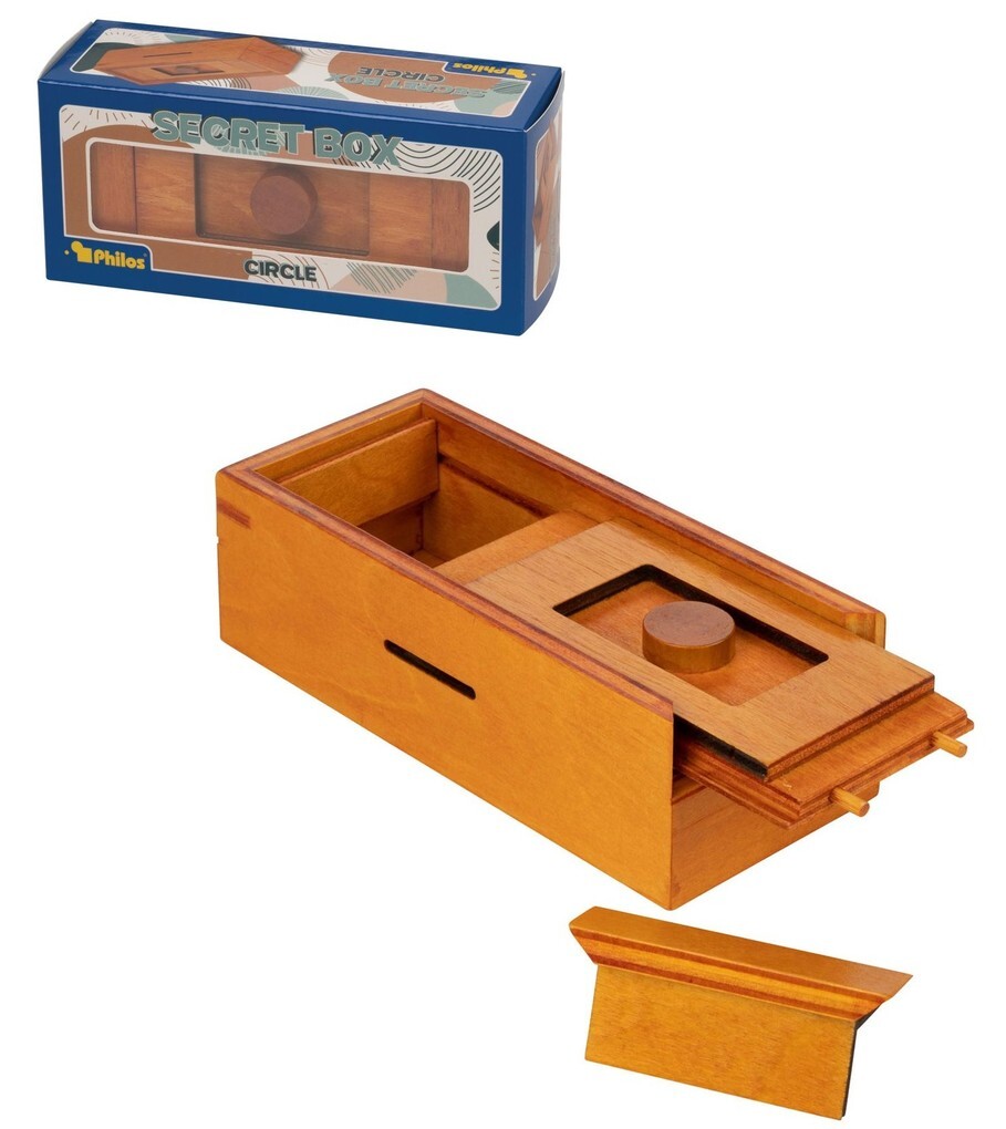 Philos 5536 - Secret Box Circle Holzbox mit Geheimfach 15x7x5cm Knobelspiel Schwierigkeitsgrad: leicht