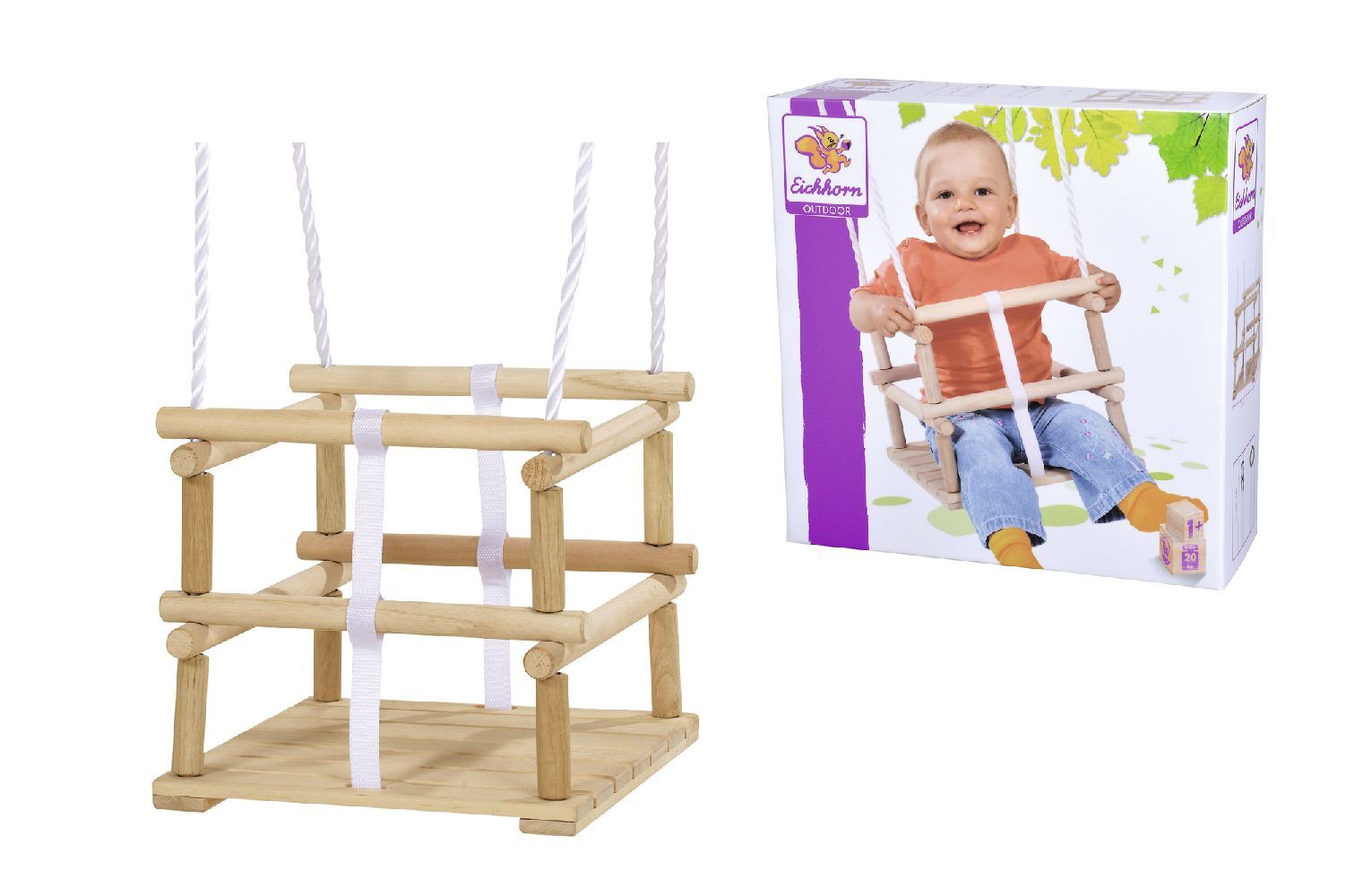 Eichhorn 100004402 - Kinder Gitterschaukel Outdoor Sitzfläche 30x30cm Holz/Kunststoff verstellbar