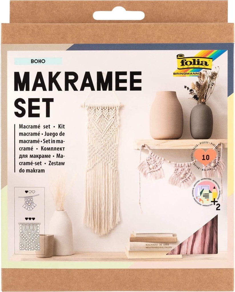 Folia Rosa/Beige/Mehrfarbig Bastelset Makramee Boho, Handarbeitsset, - Image 7