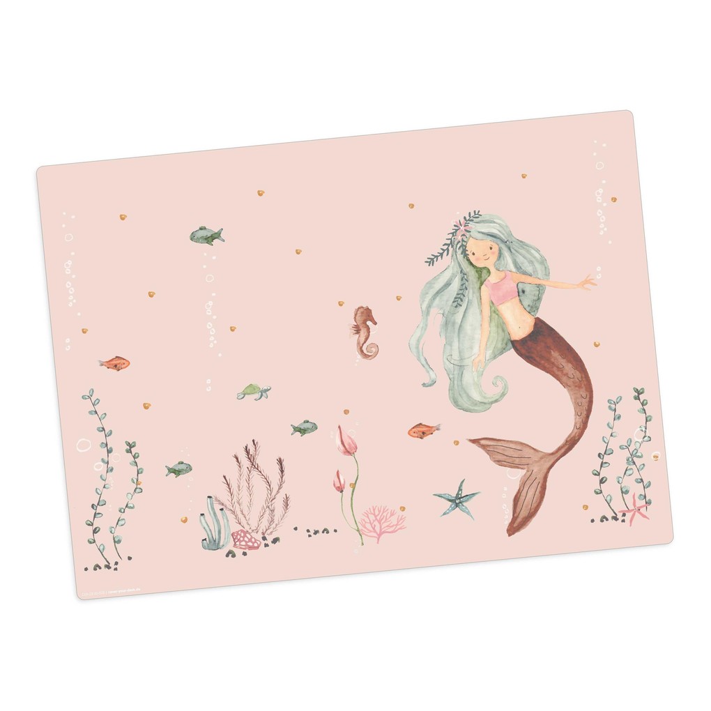 Tischsetmacher Tischset für Kinder Meerjungfrau im rosa Meer aus hochwertigem Vinyl 44 x 32 cm