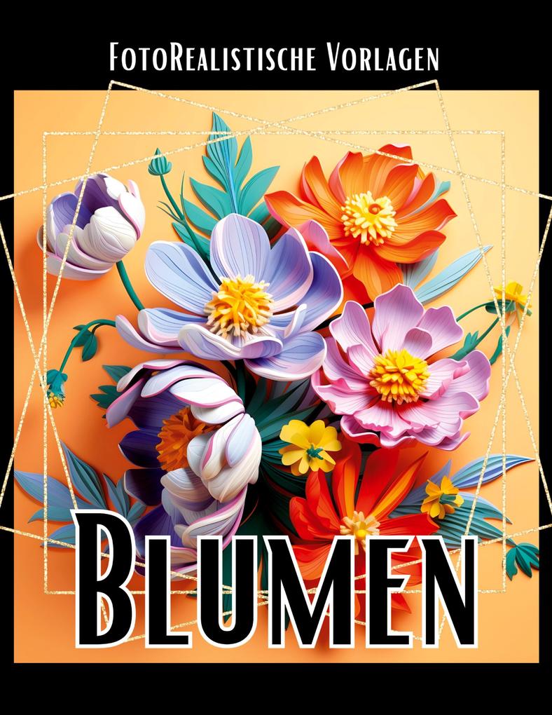 3D Blumen Malbuch 'Black & White'