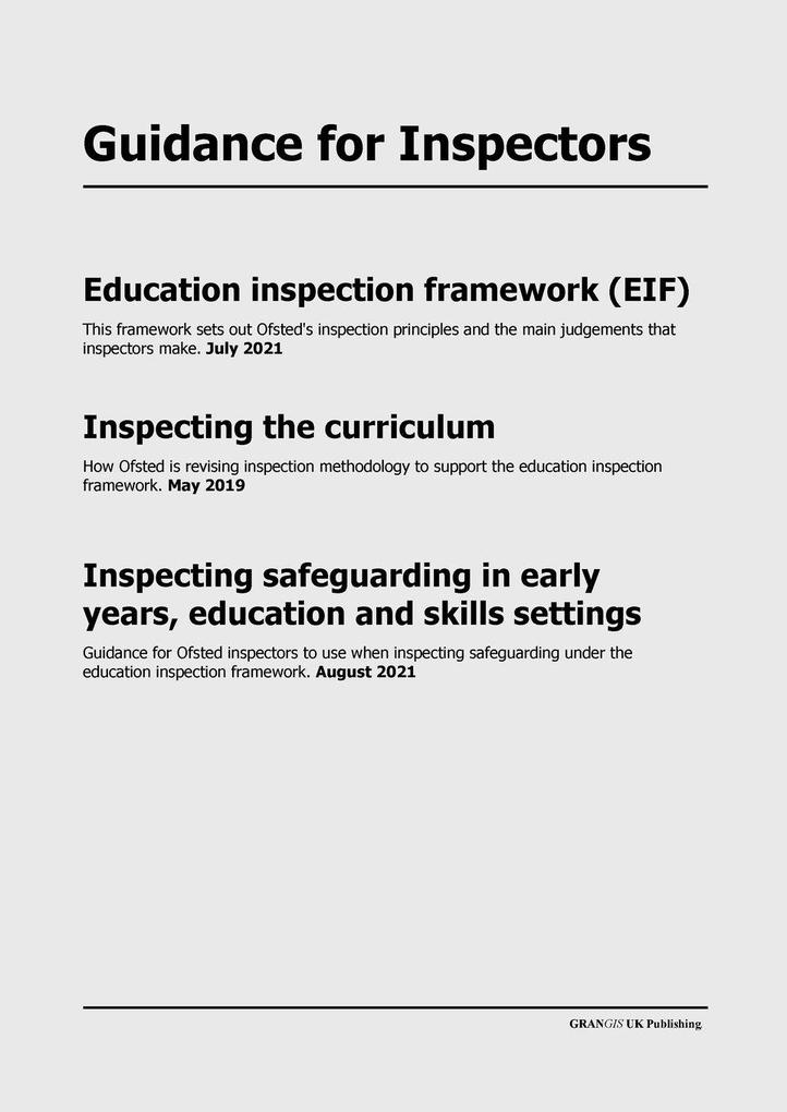 Guidance for Inspectors