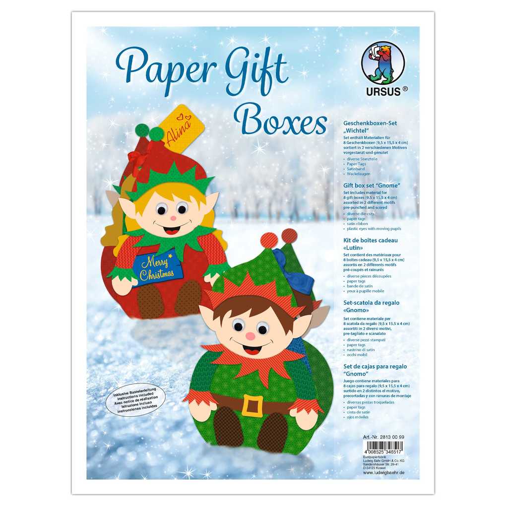 URSUS Geschenktaschen Paper gift boxes Wichtel Geschenkboxen Set