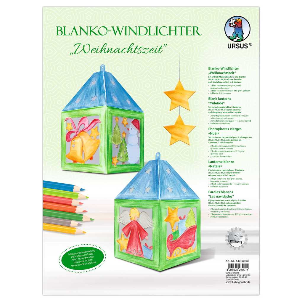 URSUS Dekorationsartikel Blanko-Windlichter Weihnachtszeit