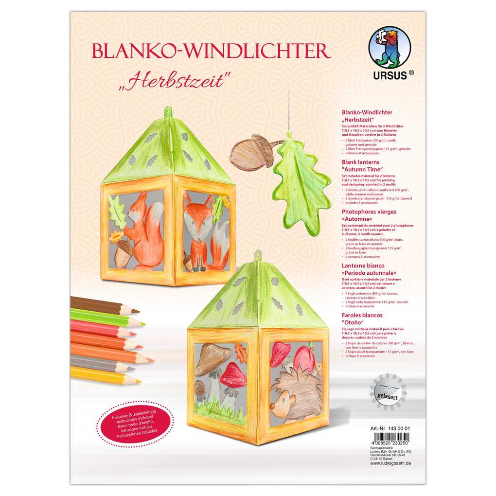URSUS Dekorationsartikel Blanko-Windlichter Herbstzeit