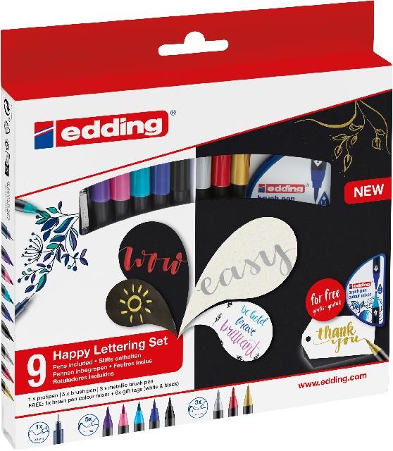 edding 1340 brush pen Happy Lettering 9er Set