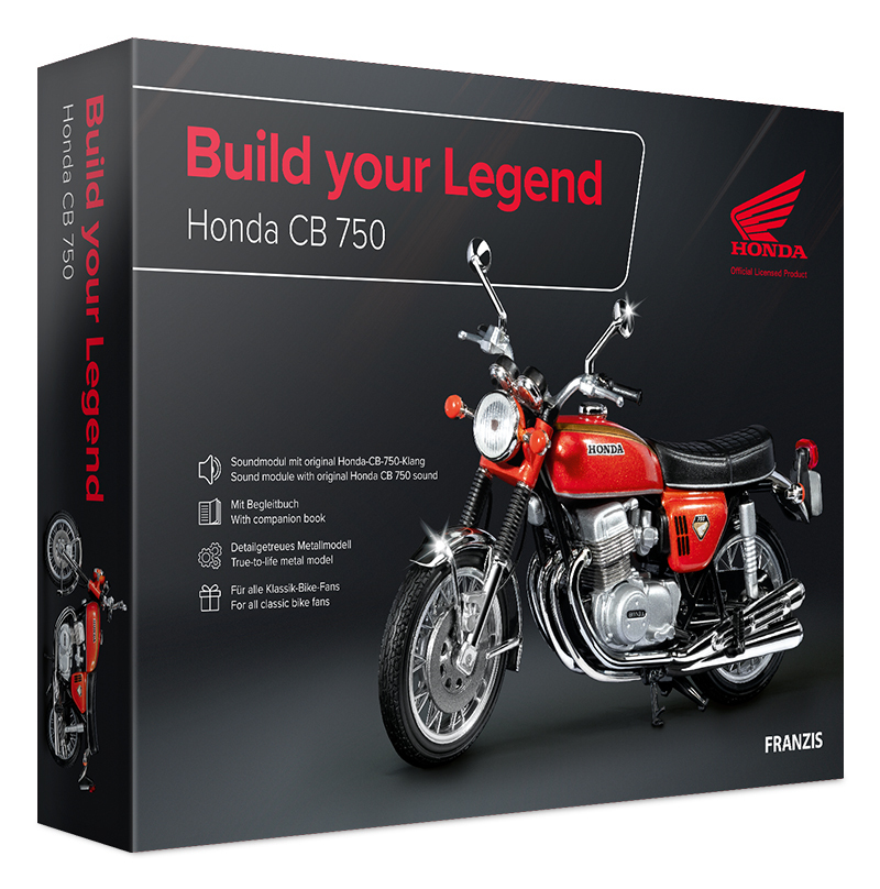 Honda CB 750 Build your Legend Metall Modellbausatz im Maßstab 1:24 inkl. Soundmodul und 68-seitigem Begleitbuch