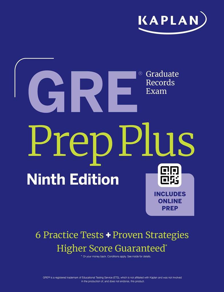 Kaplan Publishing Gre Prep Plus Ninth Edition (2026), Includes 6 Practice Tests 1500+ Practice Questions + Online Access To A 500+ Question Bank Video Tutorials And