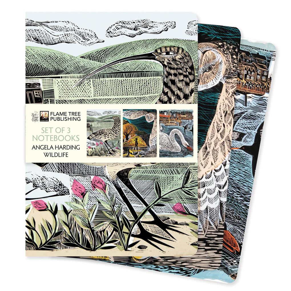 Flame Tree Publishing Angela Harding, Wildlife Set Of 3 Standard Notebooks