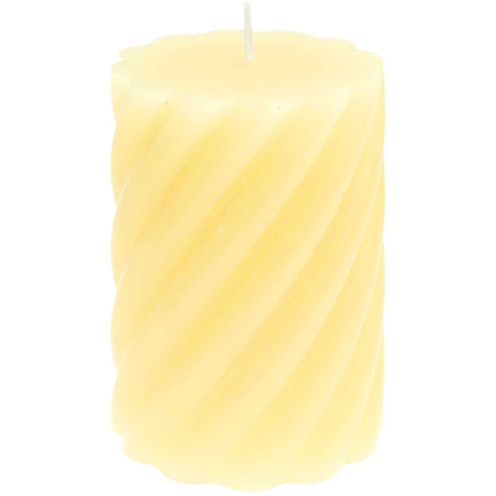 Stumpenkerze 'Spiral' Gelb